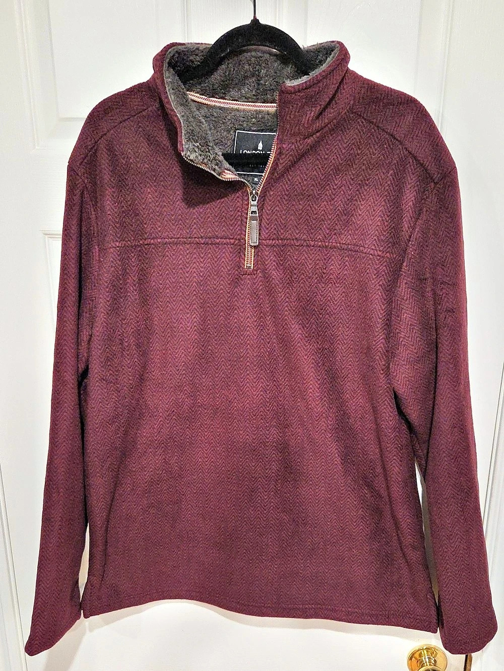 London Fog Men's Half Zip Long Sleeve Warm Sherpa Lined Pullover Sweater XL